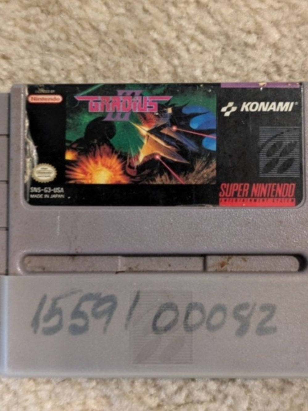 Nintendo Super Nintendo Gradius Cartridge - Gray Label Art